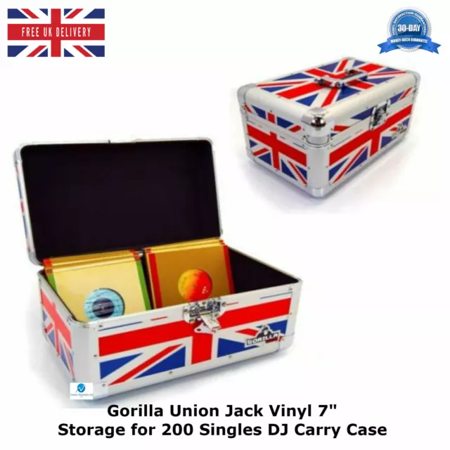 Gorilla Union Jack Vinyl 7" Storage for 200 Record Singles DJ Carry Case