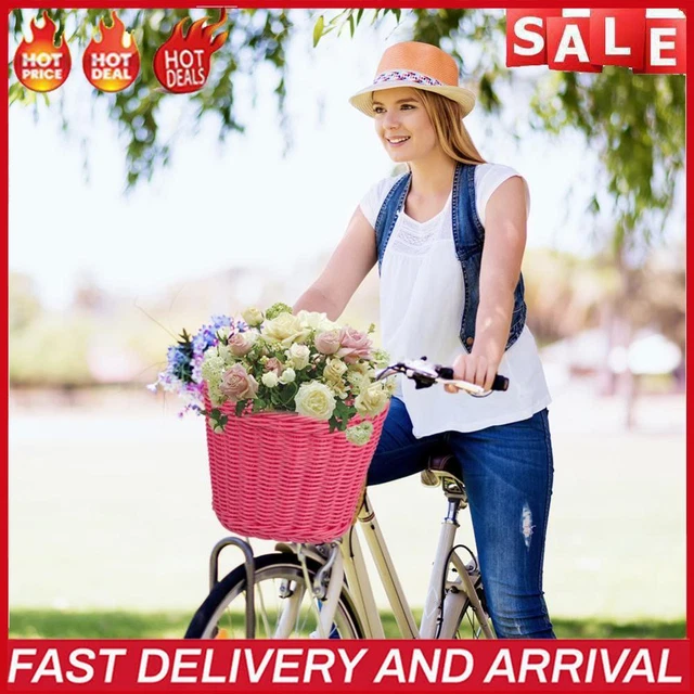4 teile/satz Rattan Fahrrad Korb + Glocke + Quaste + Aufkleber Lagerung Korb (Ro