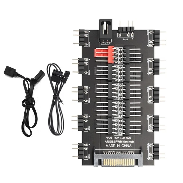 12V/4Pin RGB 5V/3Pin ARGB Fan PWM HUB 1 To 10 Multi Way Splitter AURA Fan Cooler