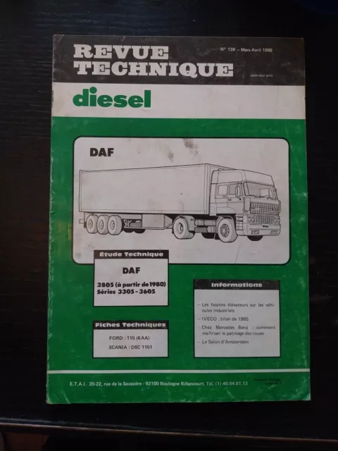 Revue Technique PL Daf 2805 3305 3605 RT Diesel Daf Poids Lourd Camion