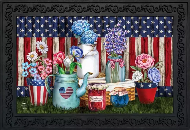 American Picnic Summer Doormat Patriotic Indoor Outdoor 18" x 30" Briarwood Lane