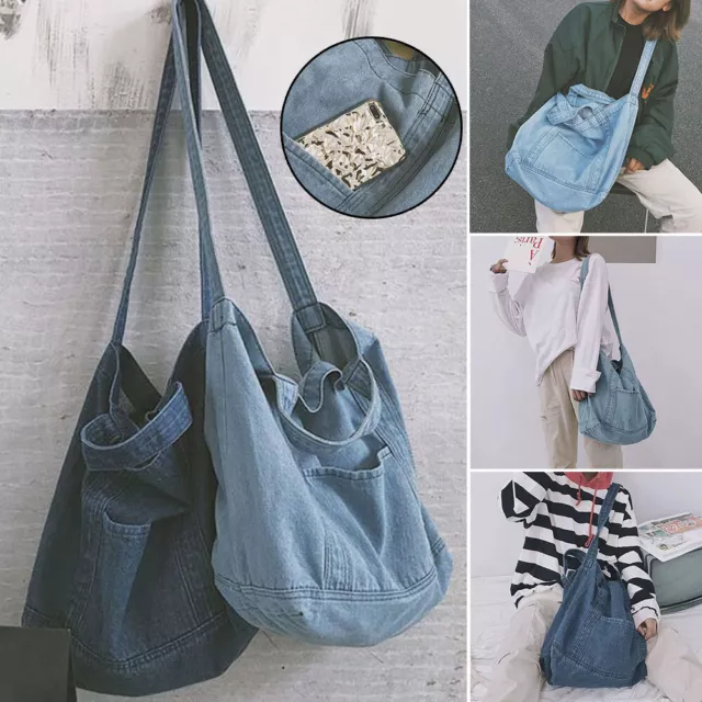 Donna Borsa Spalla Jeans a Tracolla Borsetta Grande Messenger da Viaggio+