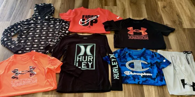 Boys Youth Medium/Large Nike Lot. Under Arm-out, Hurley Lot Of 7 Tshirt, Shorts.