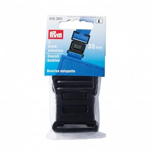 Prym 35mm Plastic Overall Buckles Black - per pack of 2