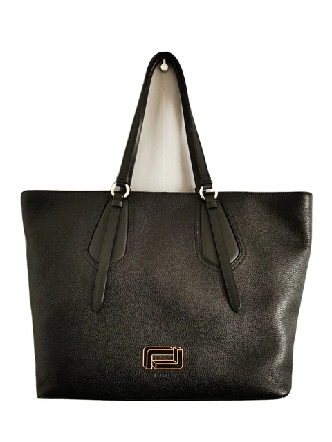 Grand Cabas En Cuir Et PVC Noir - Sac à Main Quasi Neuf, Fermeture Éclair