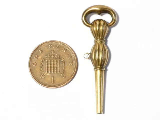 Antique Regency  Waisted Curtains Gilt Metal Pocket Watch Key Winder #WK15