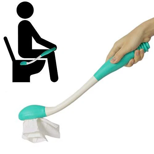 Varita auxiliar de limpieza de inodoro autoasistente para limpieza inferior del baño culata de largo alcance