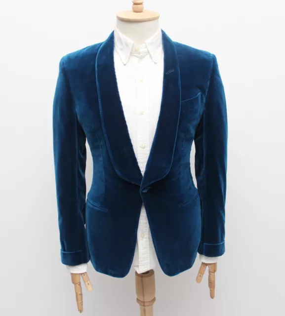 Men's TOM FORD Velvet Cotton Tuxedo Sport Coat Jacket Blazer Blue 46R US36 ITALY