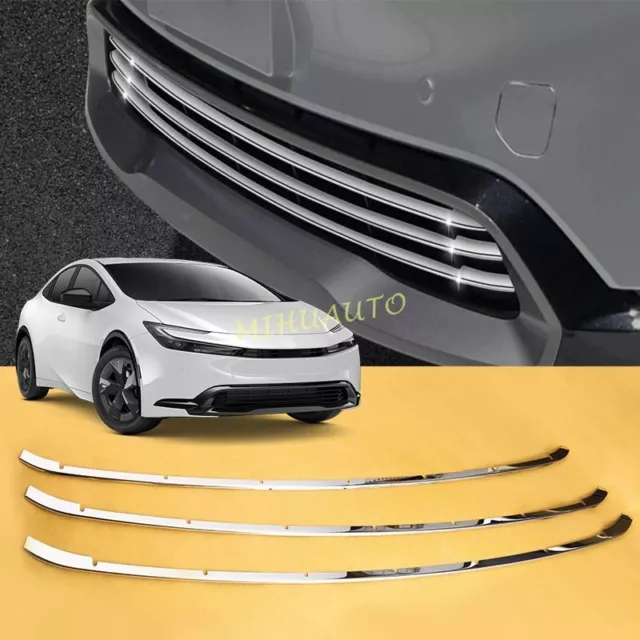 Stainless Steel Front Lower Grill Grille Cover Trims For 2023-2024 Toyota Prius