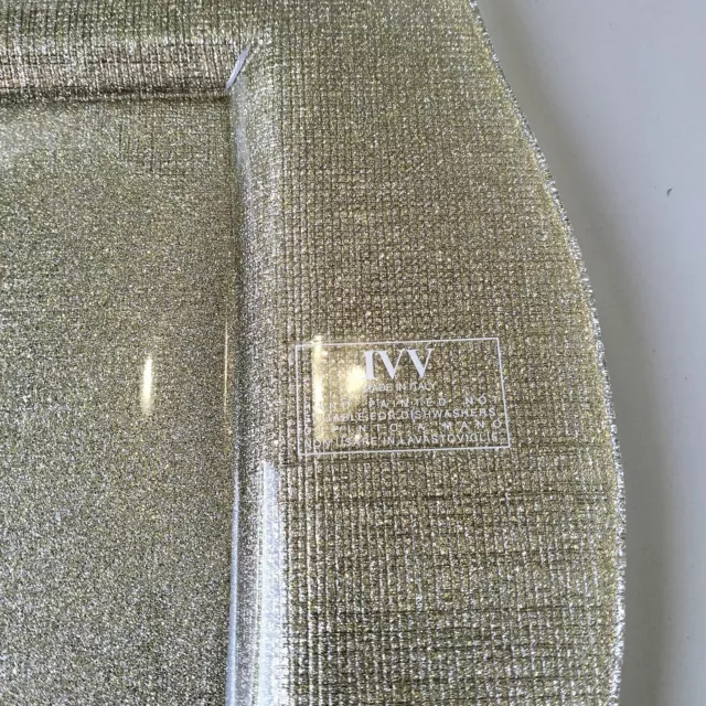 Centrotavola Vassoio vetro quadrato 34 x 34 champagne oro Brillantini IVV