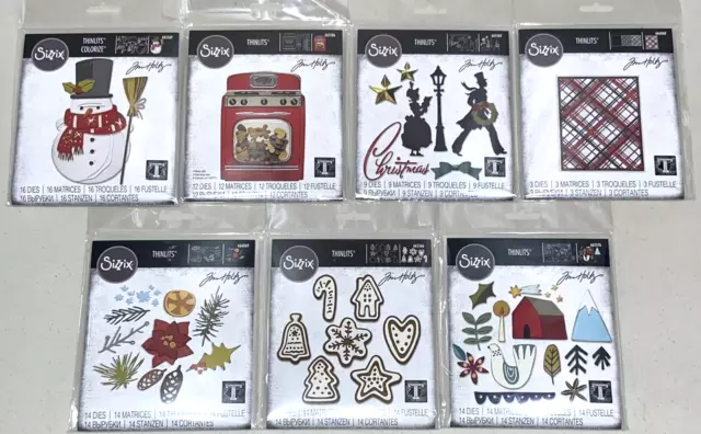 Juegos de troqueles Tim Holtz Sizzix Thinlits Fiestas Navidad 2022 - Lote de 7