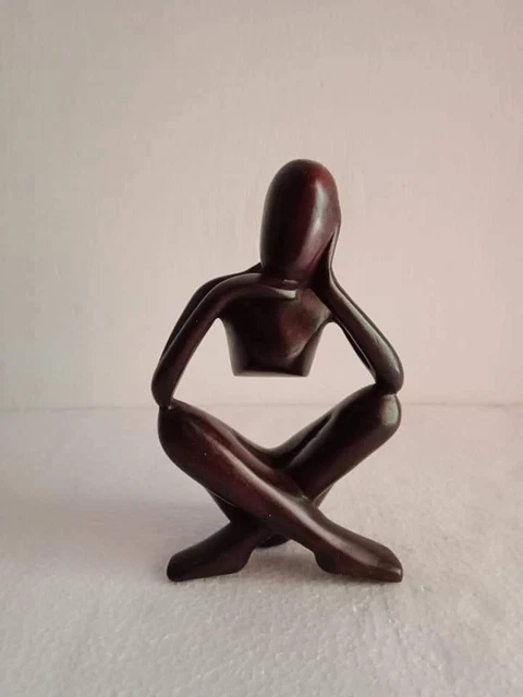 Thinking Man  Abstract Ponder Sculpture Man Art Carving Wooden Man