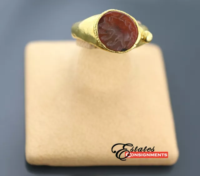 Ancient Greek 22k Gold Intaglio Agate/Carnelian Hand Forged Hand Forged Ring