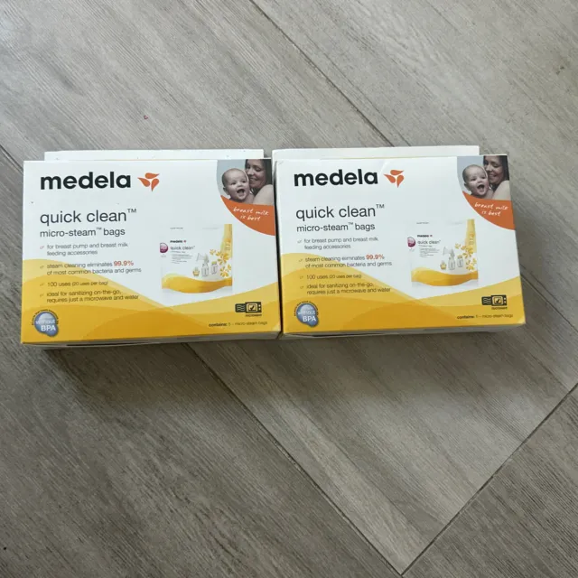 Lot of 2 Medela Quick Clean Micro - Steam Bags 5ct Reusable (10 total)