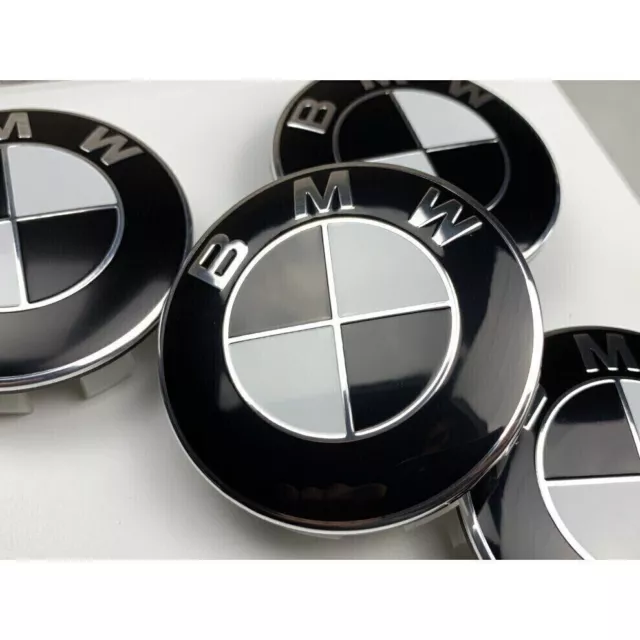 Set of 4 BMW ALLOY WHEEL CENTRE CAPS 68mm E30,E36,E46,E92 1,3,5,6,7,X5 X6 M3 Z4