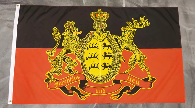 Württemberg Flagge "Furchtlos Und Treu" – 90 X 150 Cm, Aus 100% Polyester, Wetterfest, Mit Kräftigen Farben, Ideal Für Garten & Balkon