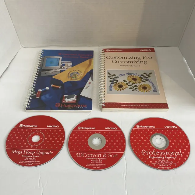 Sistema de bordado profesional Husqvarna VIKING 5 3 discos 2 libros