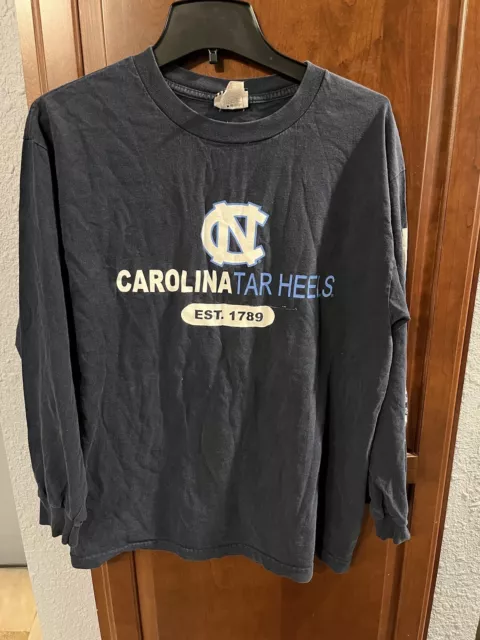 NORTH CAROLINA TAR Heels T Shirt Mens Large Blue UNC Long Sleeve Foot ...