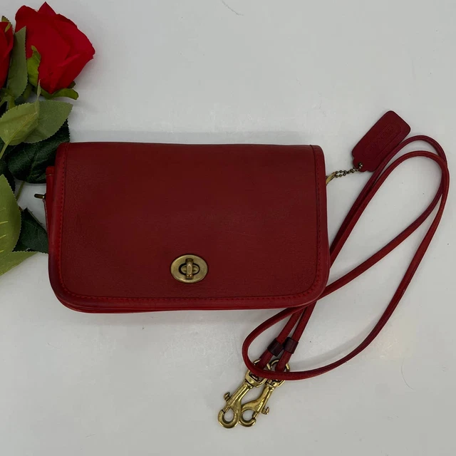 Vintage Coach NYC Kisslock Shoulder Purse 9385 Red 1980s