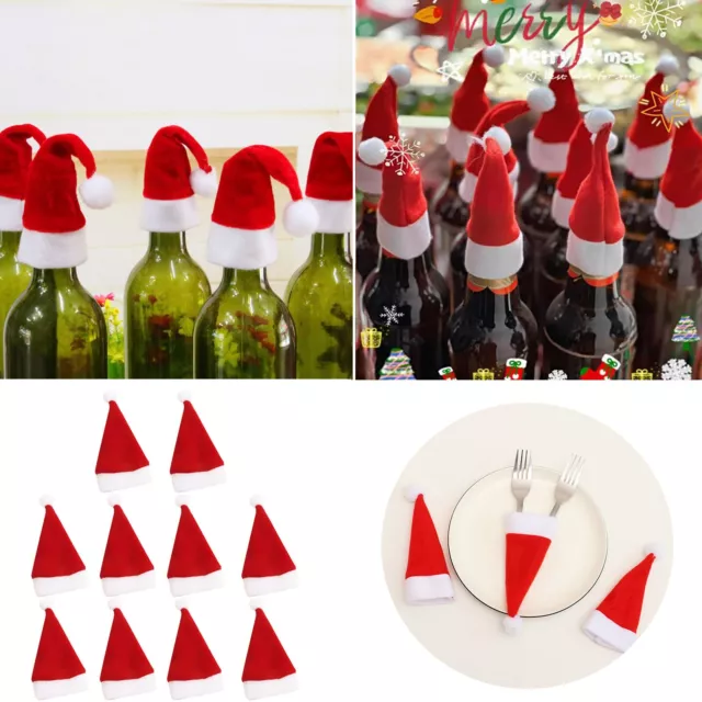 10 piezas Decoraciones navideñas Mini sombrero de Navidad botella de vino sombrero Navidad pequeño