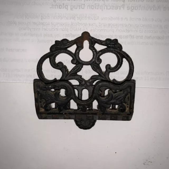 Vintage Black Ornate Cast Iron Wall Mount Match Holder
