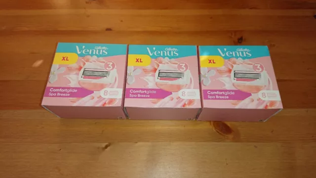 BNIBS WOMEN 3 Packs Of 8 Gillette Venus XL, COMFORTGLIDE SPA BREEZE Blades.