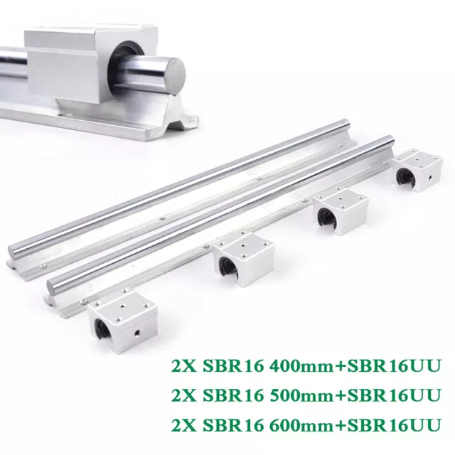 400/500/600mm Linearführung Gleitschiene Welle mit 4 SBR16UU Linearblock 2 SBR16 2