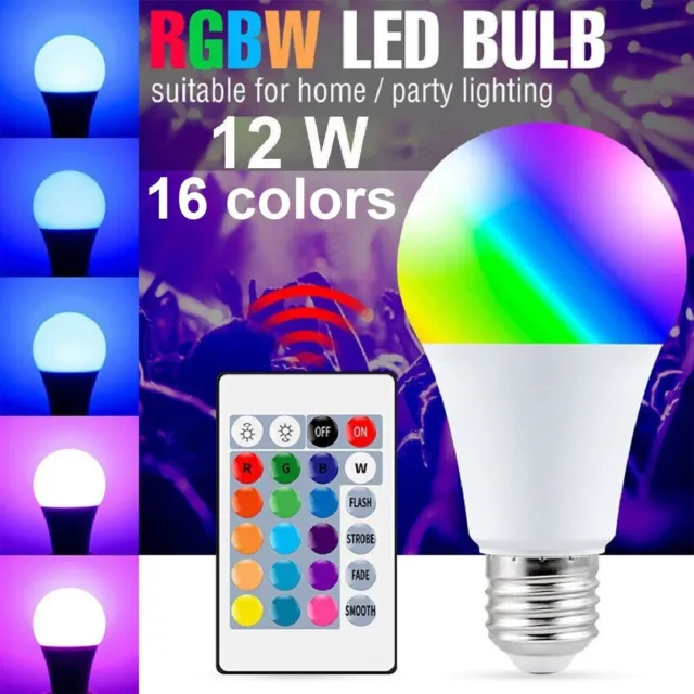 E27 RGB RGBW LED Globe Lamp Bulb Light 12W Remote Controlled 16 Colours Changing