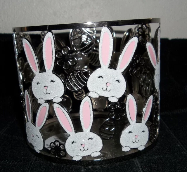 2022 BATH BODY Works GLITTER EASTER BUNNIES 3Wick Candle Holder Sleeve
