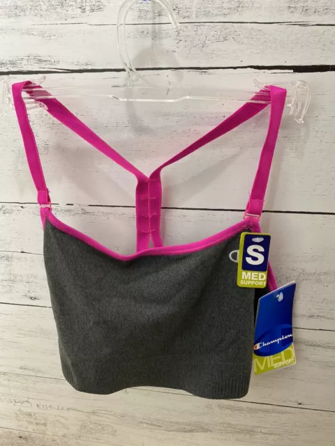 Champion Sports Bra Women’s Sz S Absolute Eco V-Neck Shape Grey