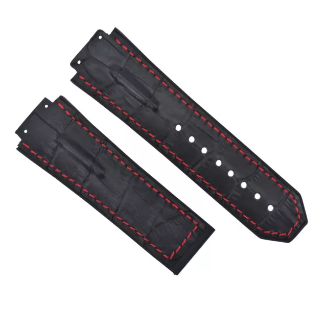 28Mm Leather Band Strap For 48Mm Hublot Big Bang Ceramic F1 King Power Black Red