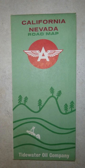 1964  California Nevada  road map   Flying A  oil  gas Tidewater Oil Company