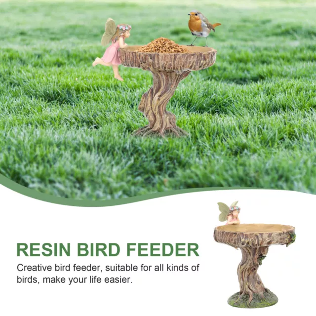 Resin Bird Feeder Angel Girl Outdoor Bath Tray Tool for Garden Lawn Patio Yard 2