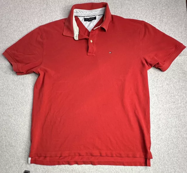 TOMMY HILFIGER POLO Shirt Adult Extra Large Red Flag Preppy Rugby ...