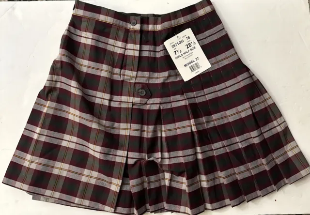 BECKY THATCHER ELDERWEAR Gray Burgundy Plaid School Skirt Uniform Size ...