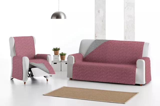 Funda para sofa 1,2,3,4 plazas Eysa  sofa chaise longue  reversible rojo / gris