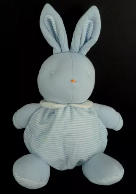 *. DOUDOU PELUCHE BOULE KLORANE LAPIN BLEU RAYE rayur col blanc EXCELLENT ETAT