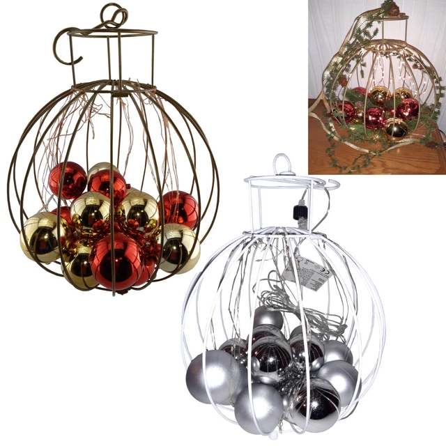 Kugel-Korb XXL mit 100 LED Lichterkette hängend/stehend Weihnachten Deko Strom