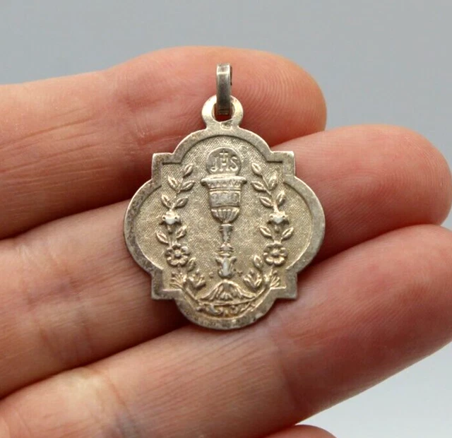 Médaille Religieuse Ancienne En Argent – Vintage, Objet De Dévotion Et Collection