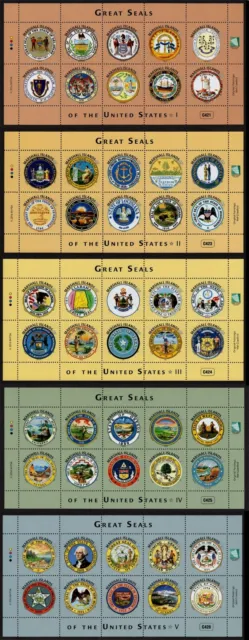 Marshall Islands, Scott # 1134-1138, Set 5 Mnh Sheets Great Seals Of Usa States