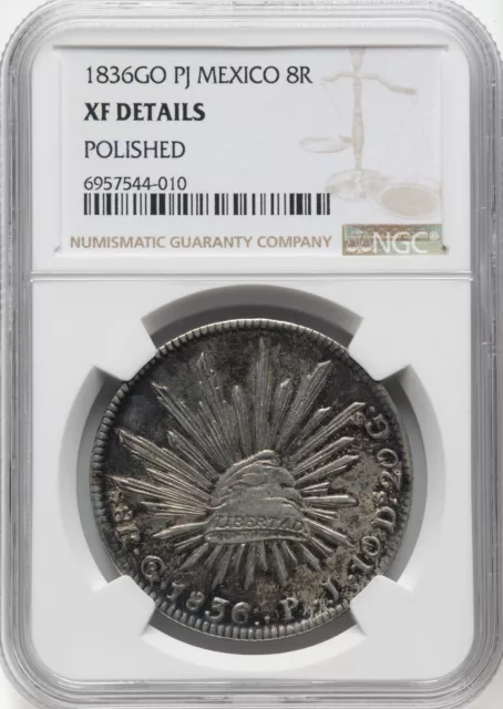 Mexico 1836 GO PJ 8 Reales - NGC XF Details - LOOKS MUCH BETTER!