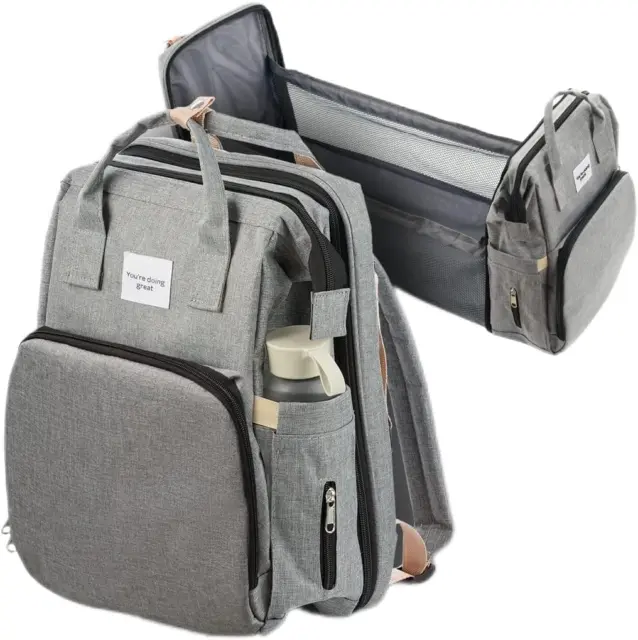 Diaper Bag Backpack, Changing Station, Large, Mummy Maternity Nappy Bag, Gray