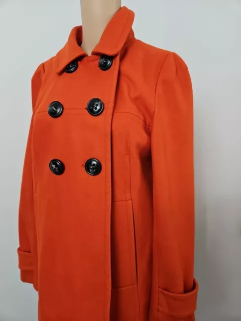 Ci Sono By Cavalini  Orange 60% Wool /polyester Winter Coat  Sz Large 2