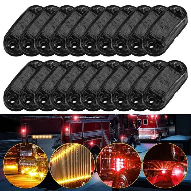 20x 2.5" Red Amber Smoke LED Side Marker Clearance Light Truck Trailer Boat GCB
