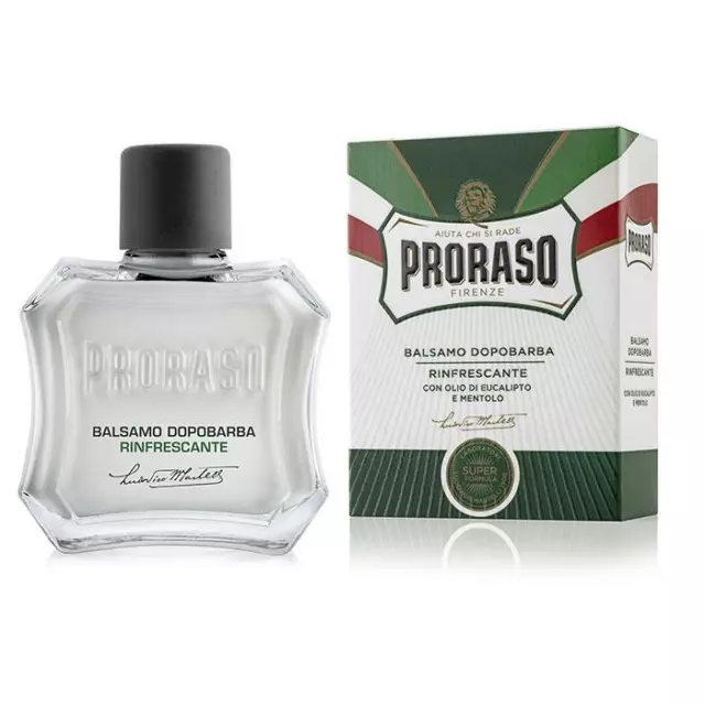 PRORASO Aftershave BALM  | Menthol and Eucalyptus | 100ml GREEN Bottle