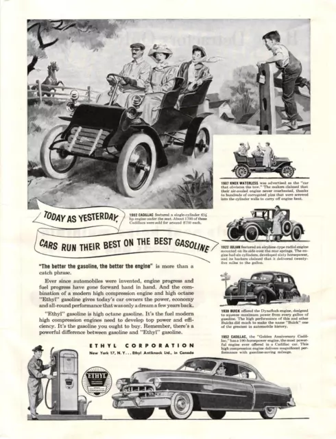 1952 Print Ad Ethyl Corporation Cars Through the Ages