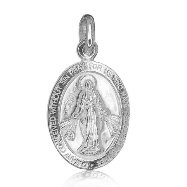 New 925 Italian Sterling Silver Religious Charm Pendant - Miraculous Virgin Mary