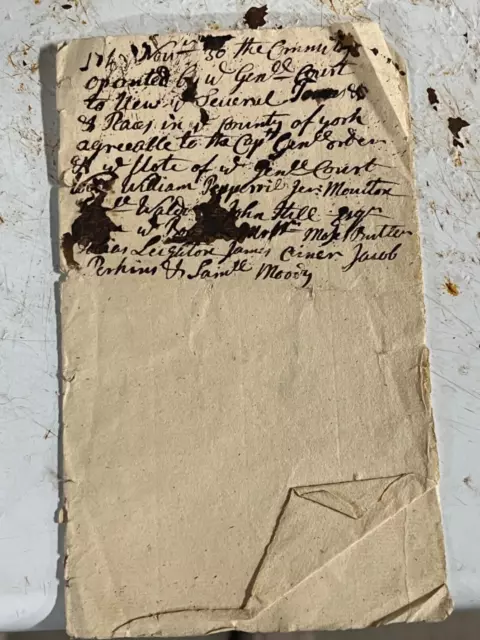 1743 Colonial Document New Towns Committee Wm Pepperrell Gen. Waldo Maj. Butler 1743 Colonial Document New Towns Committee Wm Pepperrell Gen. Waldo Maj. Butler