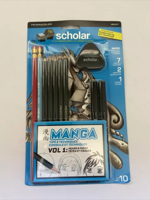 Prismacolor Scholar Manga Drawing Set, 10 Piece Kit (1822417) 10-Count New