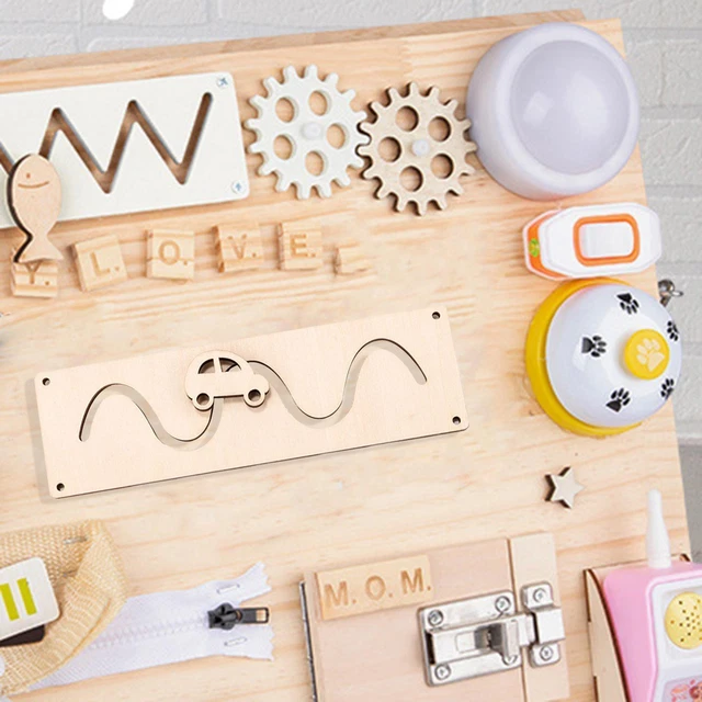 WOODEN BUSY BOARD Sensory DIY Accessories Fine Motor Skills Puzzle Toy ...